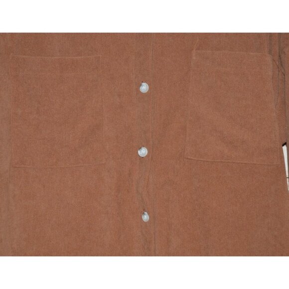 NWT Bucket List Brown Corduroy Shorts Romper Ladies Size L Button Front Casual - Picture 3 of 8